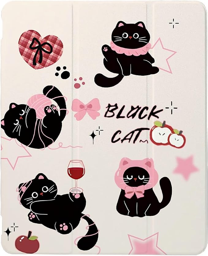 Cute black cats pink plaid bows
