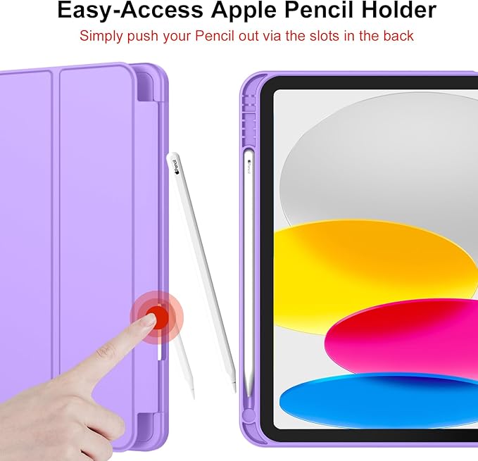 iMieet iPad (A16) Case 11th Gen/iPad 10th Generation Case [11-Inch 2025/10.9 Inch 2022] with Pencil Holder Trifold Stand Smart Cover with Soft TPU BackAuto Wake/Sleep(Violet)