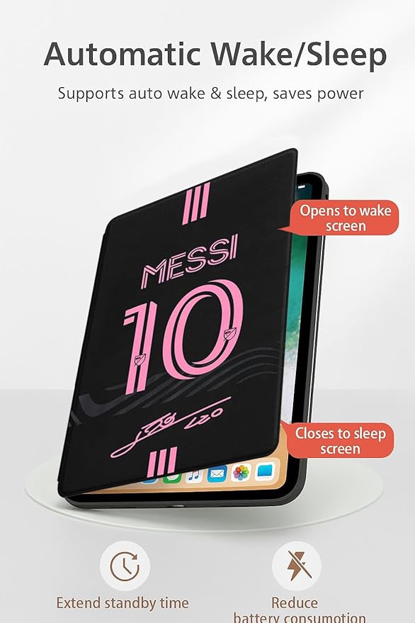 ZERMU Case for iPad (A16) 11th/10th Generation 11''/10.9'' (2025/2022) Mess%i #10 Miam%i Soccer Shockproof Magnetic Cover [Auto Sleep/Wake] with Pencil Holder