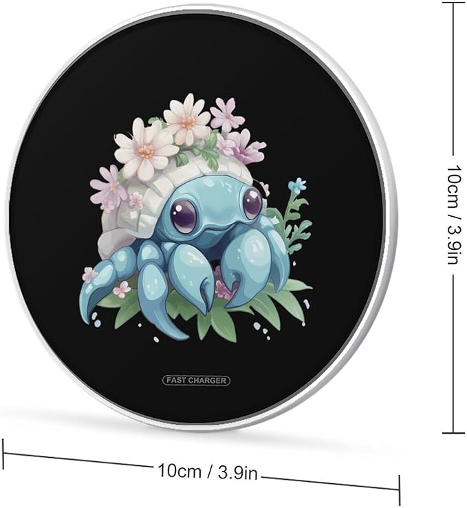 Hermit Crabs Pet Flowers Wireless Charger Anti-Slip Wireless Charging Pad Slim Charger Mat for Men Women