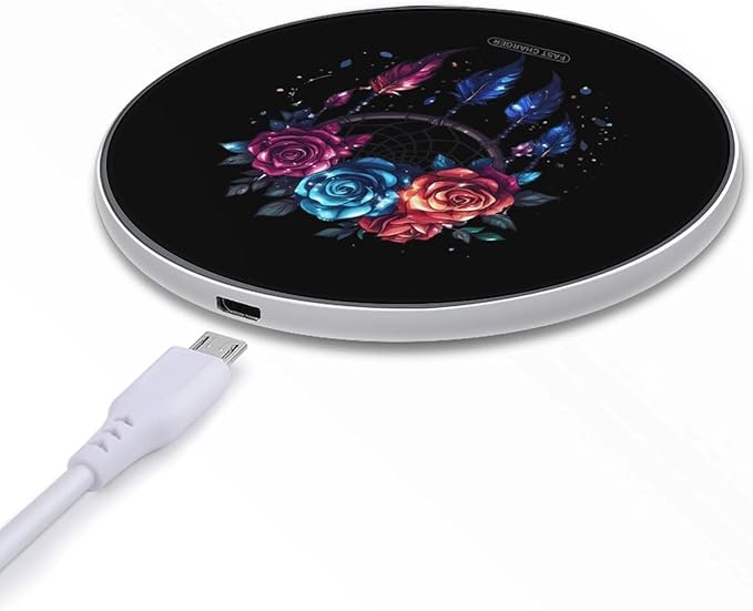 Dream Catcher Roses Wireless Charger Anti-Slip Wireless Charging Pad Slim Charger Mat for Men Women