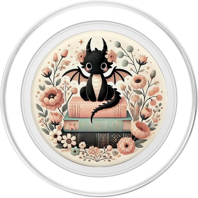 Aesthetic Cottagecore Flowers Dragon Books Bookworm Bookish PopSockets PopGrip for MagSafe