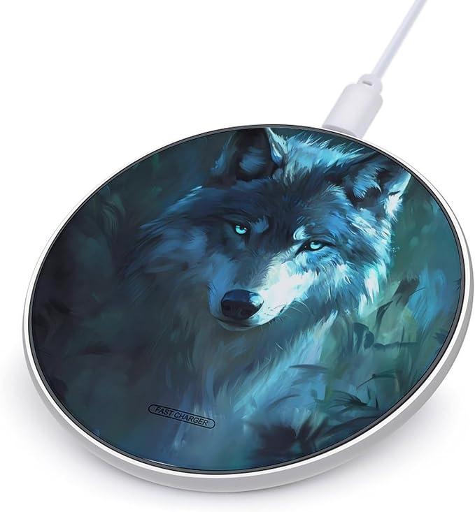 Ethereal Wolf Phone Charger Magnetic Charging Pad Anti-Slip with USB Cable