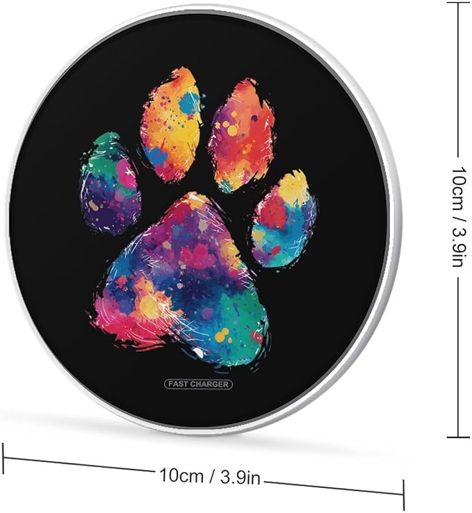 Colorful Paw Fast Portable Charger 10W Funny Graphic Phone Charging Pad with USB Cable