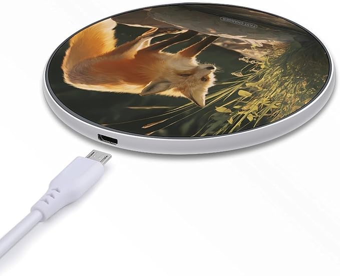 Fox Stone River Fast Portable Charger 10W Funny Graphic Phone Charging Pad with USB Cable