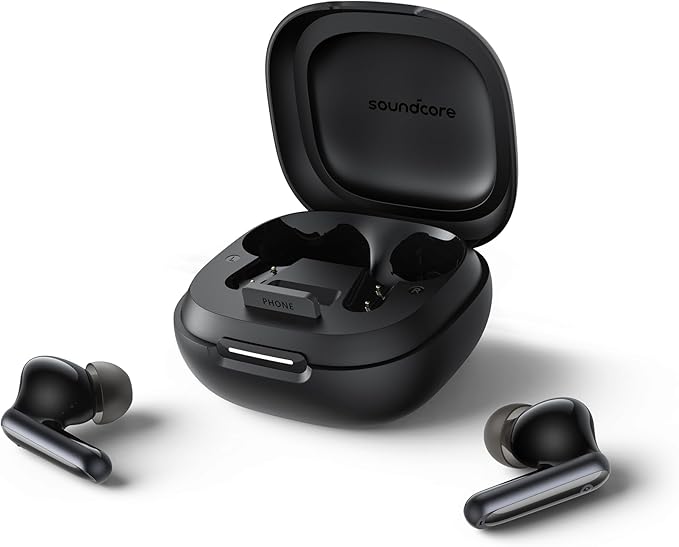 Soundcore P40i by Anker Noise Cancelling Wireless Earbuds Adaptive Noise Cancelling to Environments Heavy Bass 60H Playtime 2-in-1 Case and Phone Stand IPX5 Wireless Charging Bluetooth 5.3