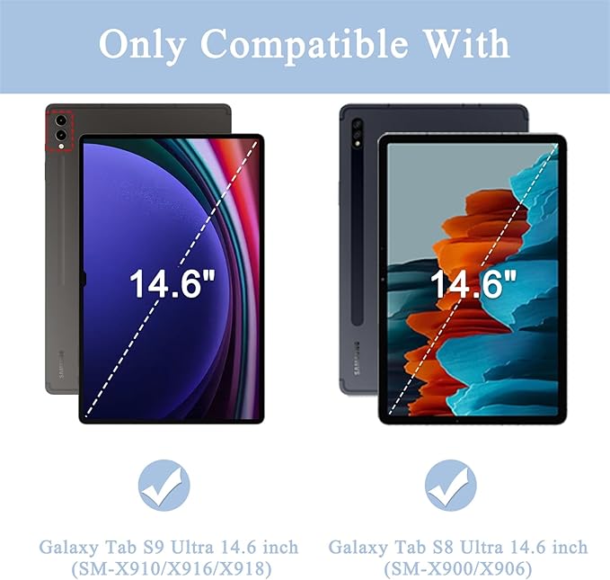 Supveco Case for Samsung Galaxy Tab S10 Ultra/Tab S9 Ultra/Tab S8 Ultra 14.6 Inch with S Pen Holder [Auto Wake/Sleep]Folio Stand Case with Soft TPU Back Cover for Tab S10/S9 Ultra 2024/2023-Book