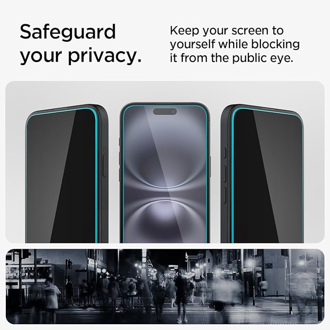 Spigen Tempered Glass Screen Protector [GlasTR EZ FIT - Privacy] Designed for iPhone 16 / iPhone 15 [2Pack]