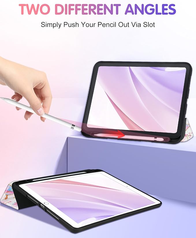 4-for iPad 9/8/7th-Pink Butterfly