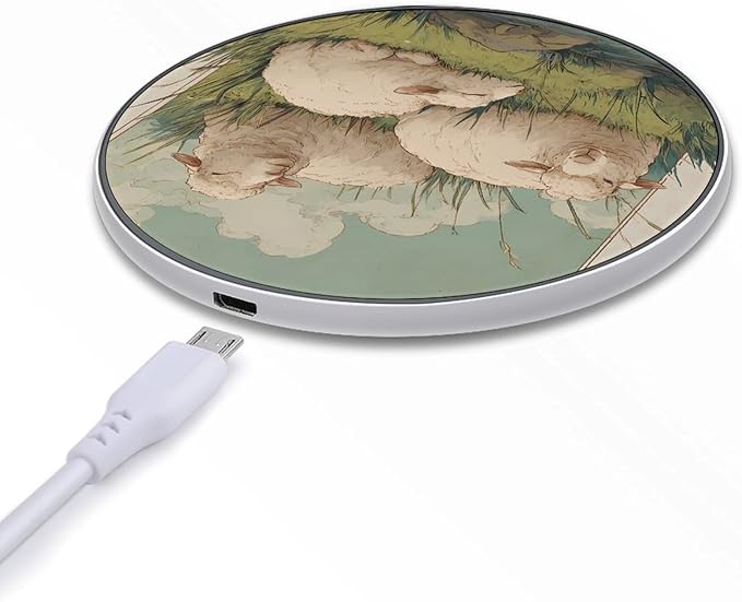 Sheep Laying On Grass Near Water Phone Charger Magnetic Charging Pad Anti-Slip with USB Cable