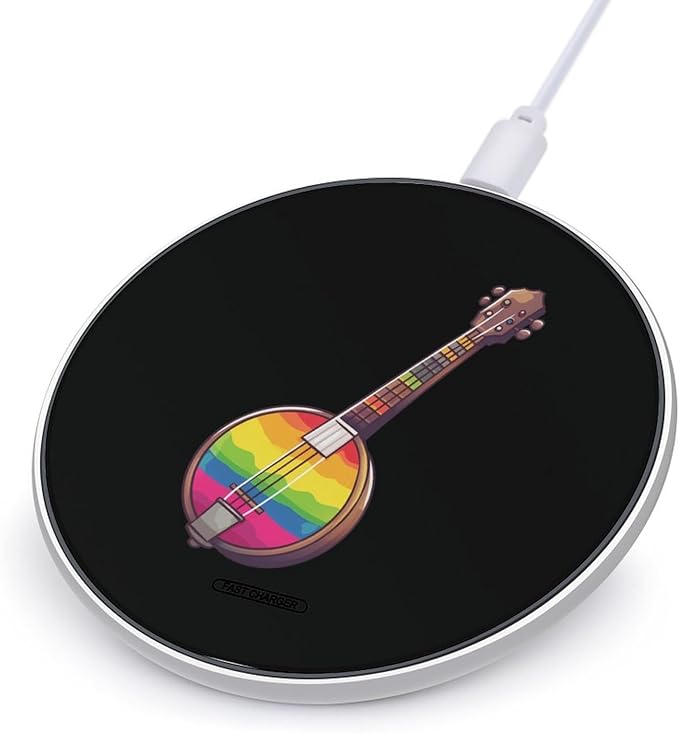 Colorful Banjo Music Instrument Wireless Charger Anti-Slip Wireless Charging Pad Slim Charger Mat for Men Women