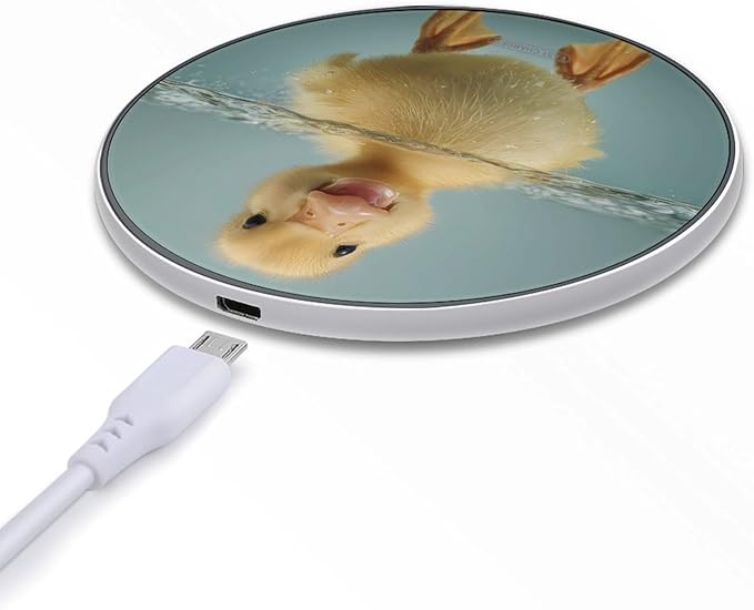 Duck Swimming on Water Surface Fast Portable Charger 10W Funny Graphic Phone Charging Pad with USB Cable