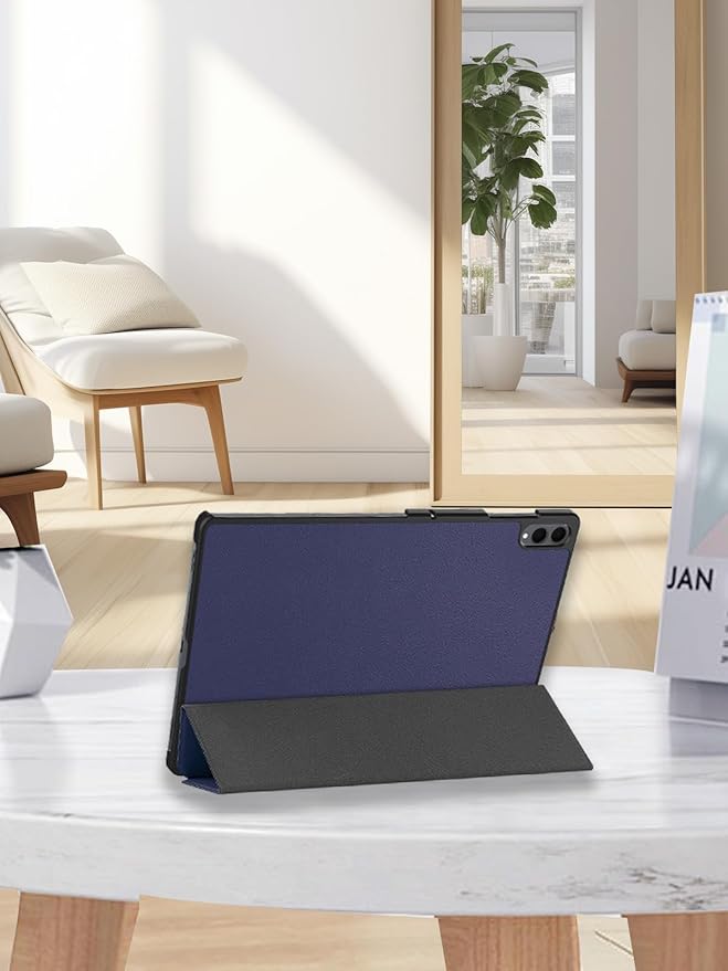 for Samsung Galaxy Tab S11 Ultra 2025 Android 14.6 Inch Tablet CaseBOVUGAC Tri-fold Tablet Case Cover for Galaxy Tab S11 Ultra 14.6Full Protection Premium PU Scratch Resistant.(Dark Blue)