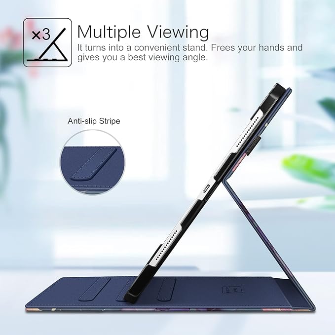 Fintie Folio Case for iPad Pro 12.9 6th Generation 2022 Multi-Angle Smart Stand Cover w/Pencil Holder &amp Pocket Also Fit iPad Pro 12.9 2021 5th &amp 2020 4th &amp 2018 3rd Gen Blooming Hibisc