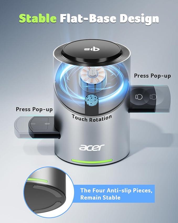 Acer Prime 3 in 1 Charging Station for Apple - Qi2 15W iPhone Wireless Charging Station Magsafe Charger Stand for iPhone 17 16 15 14 13 12 - Apple Watch - Airpods Series (Charger &amp USB-C Included