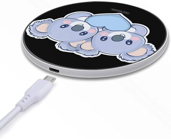Cute Koalas with Love Heart Phone Charger Magnetic Charging Pad Anti-Slip with USB Cable