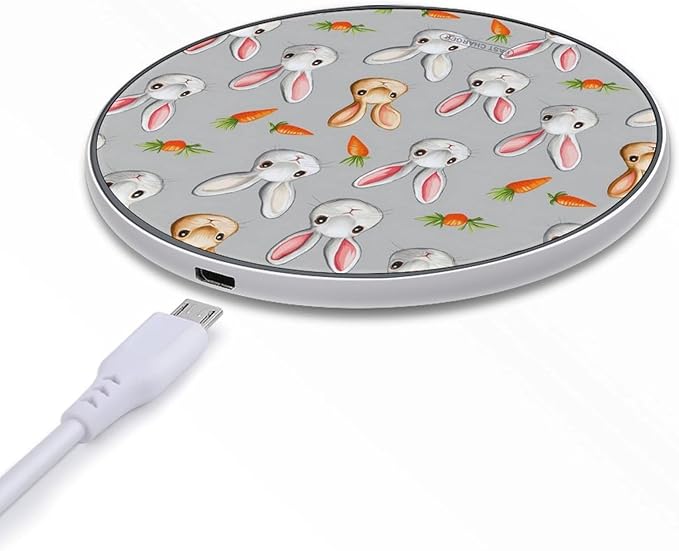 Rabbits Print Wireless Charger Anti-Slip Wireless Charging Pad Slim Charger Mat for Men Women