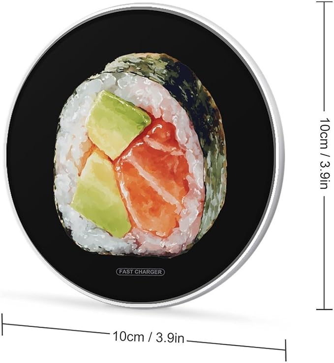 Salmon Avocado Sushi1 Fast Portable Charger 10W Funny Graphic Phone Charging Pad with USB Cable