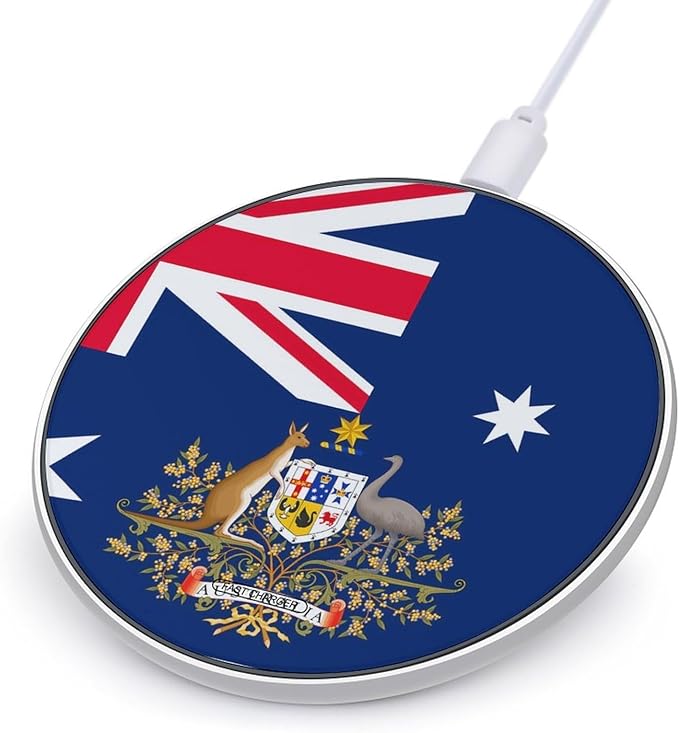 Flag of Australia Australian Coat of Arms Phone Charger Magnetic Charging Pad Anti-Slip with USB Cable