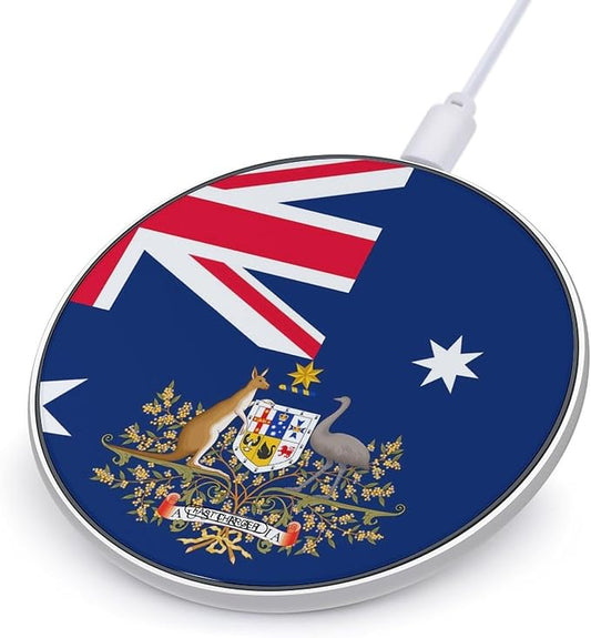 Flag of Australia Australian Coat of Arms Phone Charger Magnetic Charging Pad Anti-Slip with USB Cable