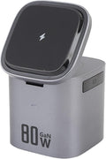Sanpyl 6 in 1 Wireless Charging Station GaN 80W Wireless Charging Cube with Retractable Cord Support Smartphones Headphones Charging (US Plug)