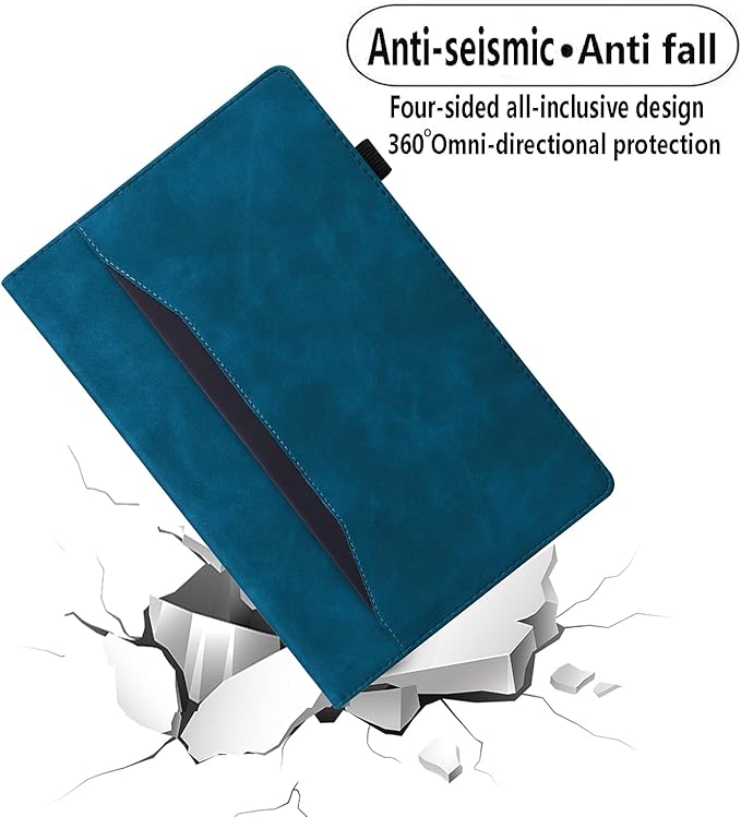 Flip Case for Samsung Galaxy Tab S10 FE+ Plus 2025 13.1 inch PU Leather Stand Soft Back Smart Auto Wake/Sleep CoverAdjustable Stand Shell w/Card Slots/Pen Holder/Front Pocket - Blue
