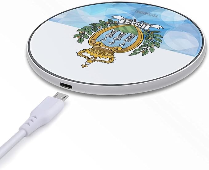 San Marino Flag Mosaic Texture Fast Portable Charger 10W Funny Graphic Phone Charging Pad with USB Cable