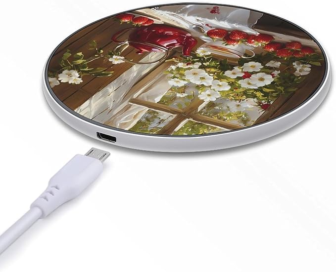Kitchen Flowers Fruit Wireless Charger Anti-Slip Wireless Charging Pad Slim Charger Mat for Men Women