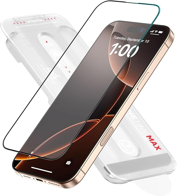 FLOLAB NanoArmour ONETIME MAX for iPhone 16 Pro Max Matte 3D Screen Protector Anti Glare 3D Tempered Glass PolarSpectra Anti-Rainbow Edge Reinforced Easy Install Dust-Free Scratch Resistant