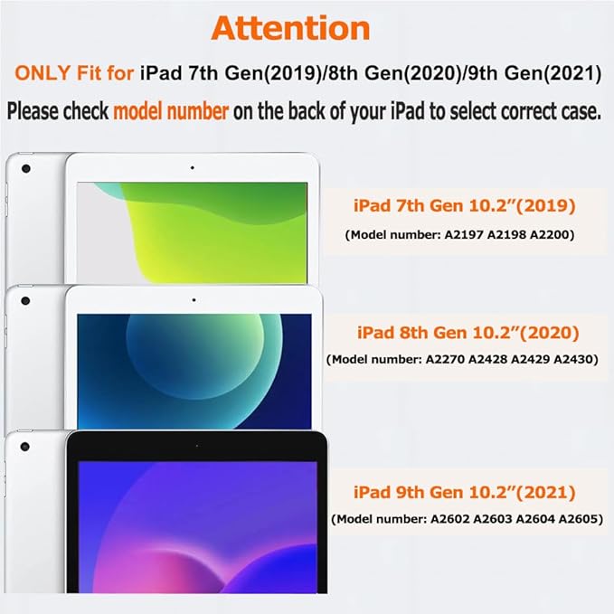 Case for iPad 9th/8th/7th Generation 2021/2020/2019 (10.2 inch) Case with Pencil Holder Slide Detachable Magnetic Trifold Stand Shockproof Slim Cute Clear Back Protective Cover (Violet)