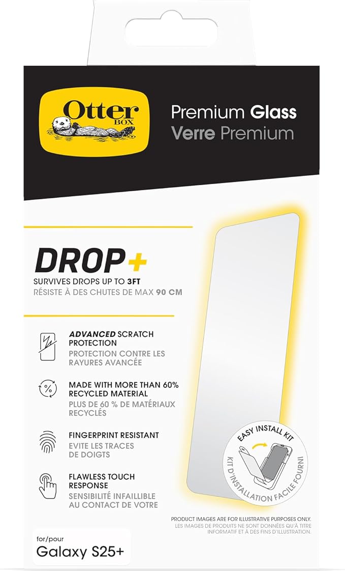OtterBox Samsung Galaxy S25+ and S24+ Premium Glass (Single Unit Ships in Polybag)