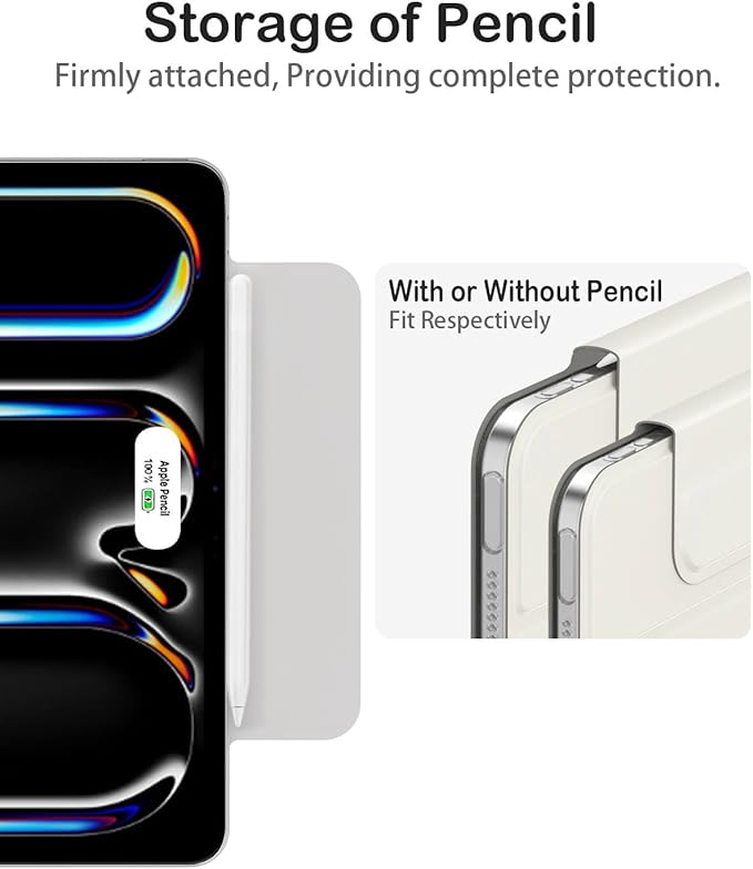 Feams for iPad Pro 11 Inch Case M5/M4 2025/2024 Slim V-Fold iPad Pro 11 Inch M5/M4 Case 2025/2024 Magnetic Detachable Clear Back with Horizontal Adjustable Stand &amp Vertical Stand &amp Auto Sleep