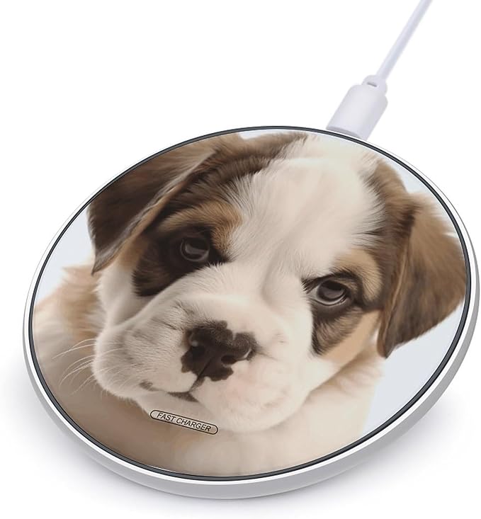 Dog Puppies Wireless Charger Fast Wireless Charging Pad with USB Cable 10W Anti-Slip Magnetic Wireless Charger Portable Slim Charger Puck Travel Charging Station