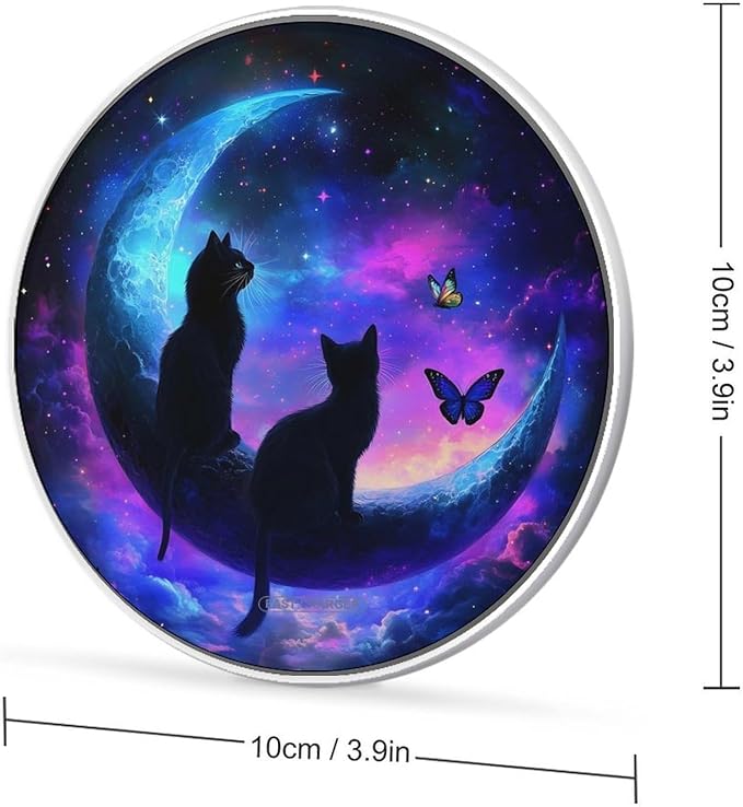 Cat Butterflies Moon Wireless Charger Anti-Slip Wireless Charging Pad Slim Charger Mat for Men Women