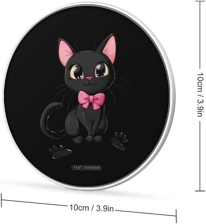 Black Cat Wireless Charger Anti-Slip Wireless Charging Pad Slim Charger Mat for Men Women