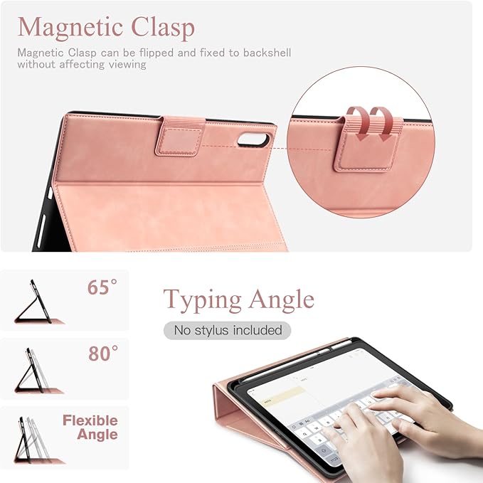 Antbox Case for iPad (A16) 11th (11'')/ 10th Generation (10.9'') High Grade Skin-Touch Vegan Leather with Built-in Pencil Holder Auto Sleep/Wake Function (Peach Pink)