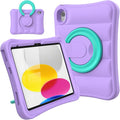 MRWHO Kids Case for iPad (A16) 11th Generation 11 inch 2025/ 10th Generation 10.9 inch 2022 - Sturdy Lightweight Flexible Shockproof Rotating Stand Handle Girls Boys Cover for iPad 11 10 Gen Purple