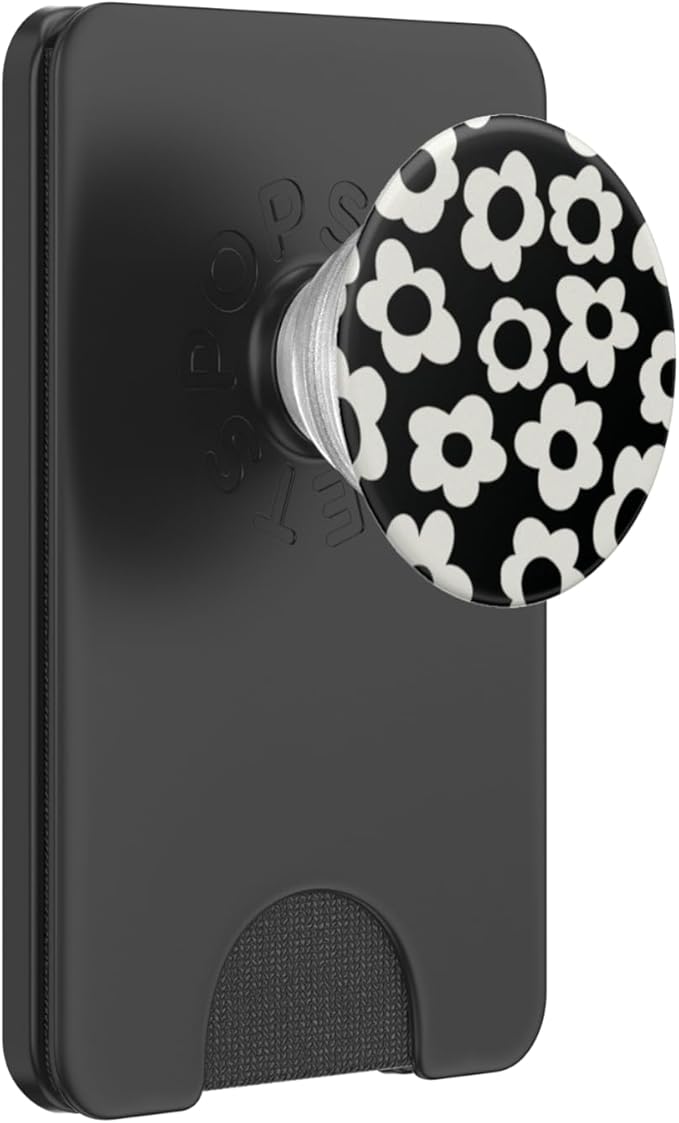 PopSockets Floral Phone Grip &amp Stand – Black Mod Flower PopSockets PopWallet for MagSafe