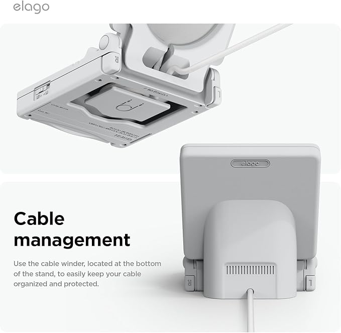 elago MS W5 Charging Stand Compatible with MagSafe Charger - Classic Handheld Game Console Design Silicone Stand Compatible with iPhone [Light Grey][Charging Cable Not Included]