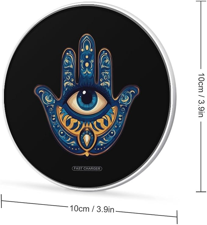 Evil Eye Hamsa-Greek Wireless Charger Anti-Slip Wireless Charging Pad Slim Charger Mat for Men Women