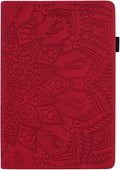 YEMENGHUA Heavy Duty Protection Compatible with Samsung Galaxy Tab A 8.0 T387 SM-T387V T387T T387A Slim Lightweight Embossed PU Leather Flip Holder Tablet PC Case Card Slot Tablet Case(Vermelho)
