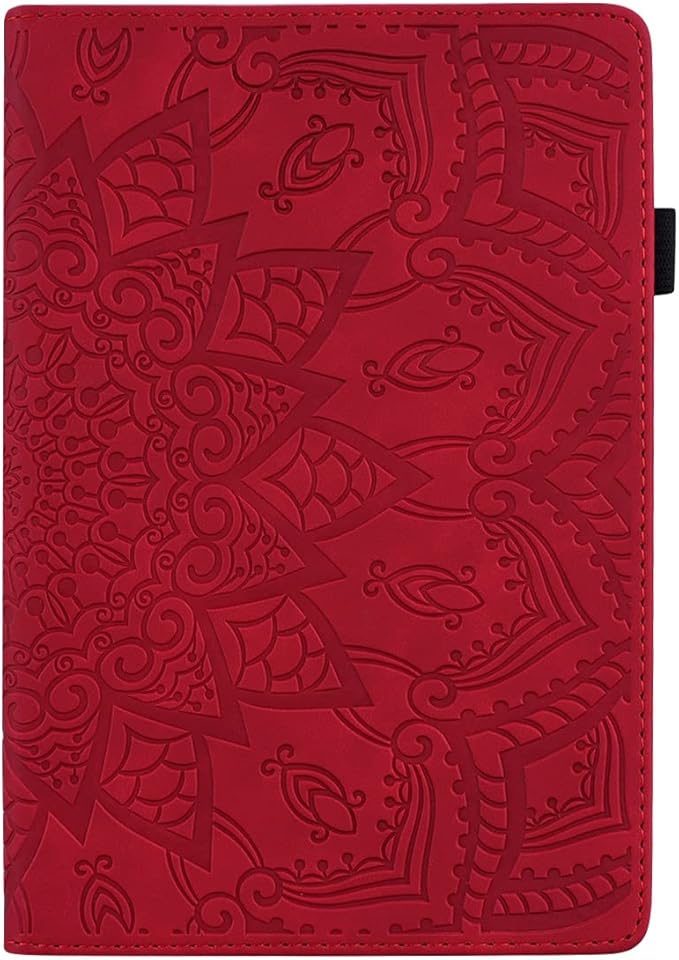 YEMENGHUA Heavy Duty Protection Compatible with Samsung Galaxy Tab A 8.0 T387 SM-T387V T387T T387A Slim Lightweight Embossed PU Leather Flip Holder Tablet PC Case Card Slot Tablet Case(Vermelho)