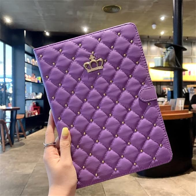 Cute Crown Case for iPad Air 3 10.5'' 2019/ iPad Pro 10.5'' 2017Pu Leather Rhinestones Elegant Smart Auto Sleep/Wake Stand Shockproof for Apple iPad 10.5'' Air 3/ iPad Pro 2017(Purple)