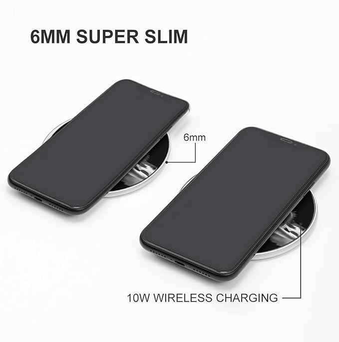 Animal Funny Cow Head Black White Wireless Charger Fast Wireless Charging Pad with USB Cable 10W Anti-Slip Magnetic Wireless Charger Portable Slim Charger Puck Travel Charging Station