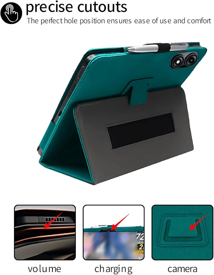 for TABWEE T60 Pro/VekfulPC T60 Pro 13.4 Inch Android Tablet CaseBOVUGAC Folding Stand Protective Cover with Pencil Holder and Wrist StrapFull Protection Premium PUScratch Resistant(Green)