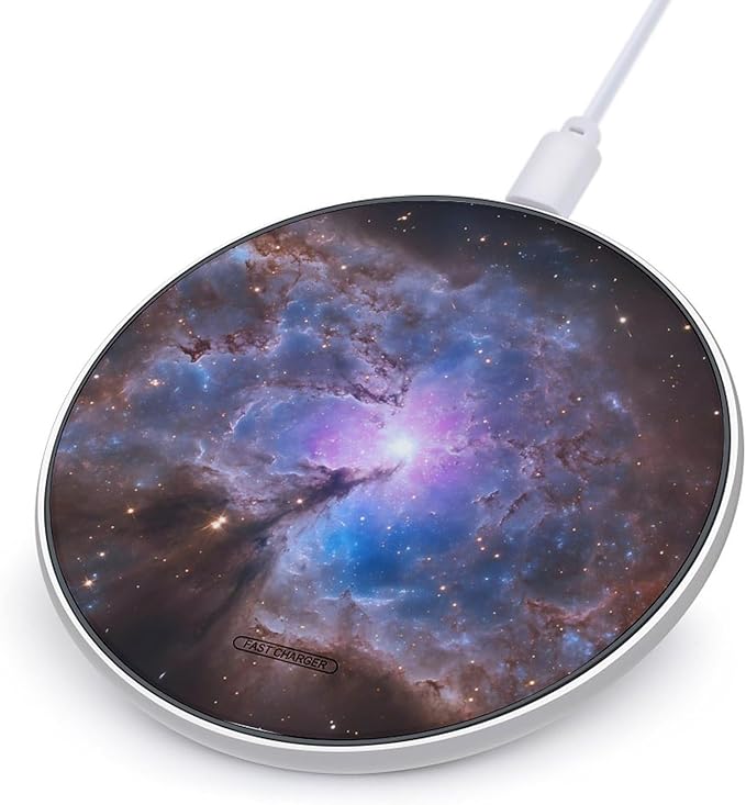 Spaces Galaxy with Stars Phone Charger Magnetic Charging Pad Anti-Slip with USB Cable