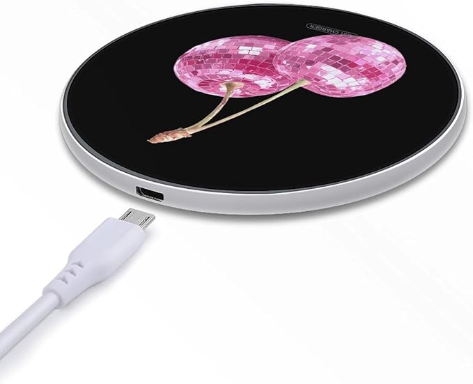 Disco Ball Cherries Fast Portable Charger 10W Funny Graphic Phone Charging Pad with USB Cable