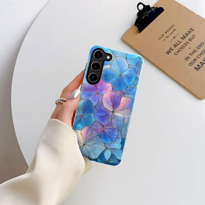 Blue Hydrangea Floral Stained Glass Aesthetic