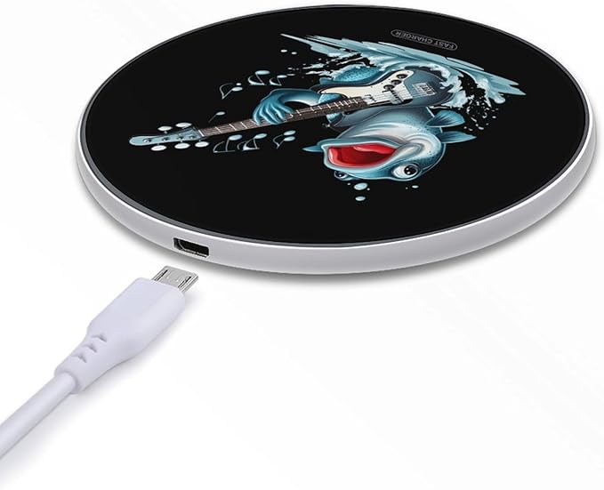 Mouth Bass Fish Guitar Wireless Charger Anti-Slip Wireless Charging Pad Slim Charger Mat for Men Women