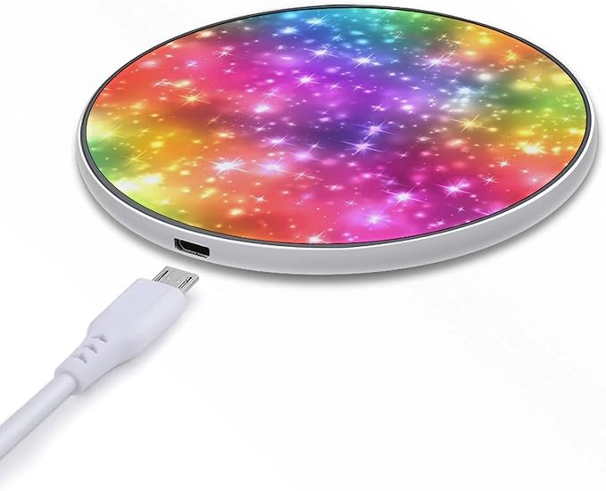 Colorful Fireworks Rainbow Stars Phone Charger Magnetic Charging Pad Anti-Slip with USB Cable